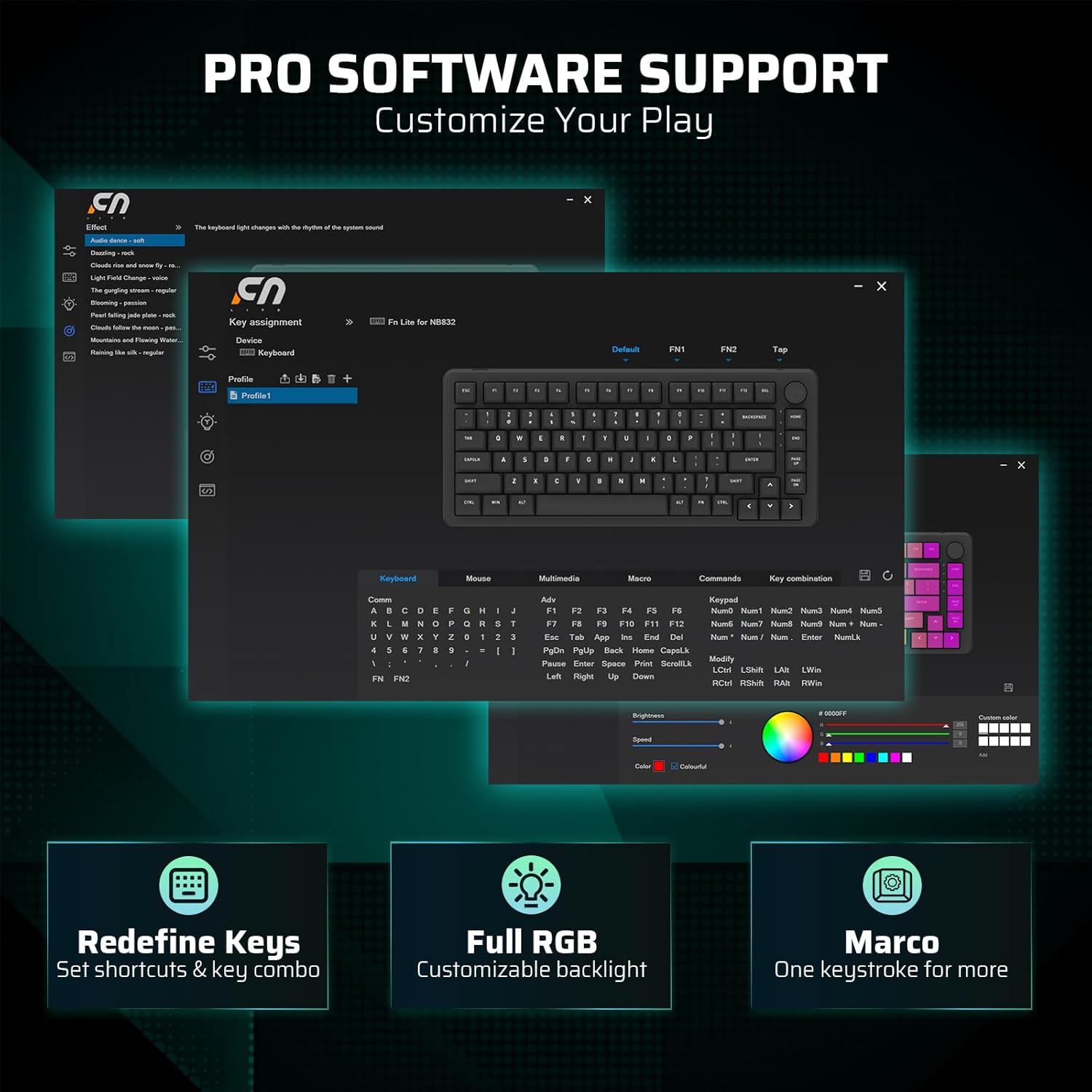 LTC Nimbleback NB832 Wireless 75% Gasket Mechanical Keyboard, Tri-Mode BT5.0/2.4G/USB-C Wired, Hot Swappable 82-Keys RGB Gaming Keyboard w/Software & 5 Layer Padding, Custom Linear Switch