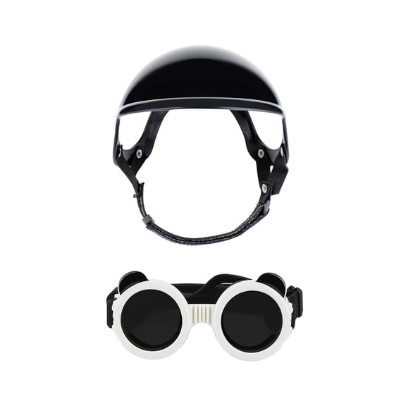 Windproof Pet Motorcycle Helmets & Goggles Set With Shockproof Design, Adjustable Strap for Dogs Cats Outdoor Adventures