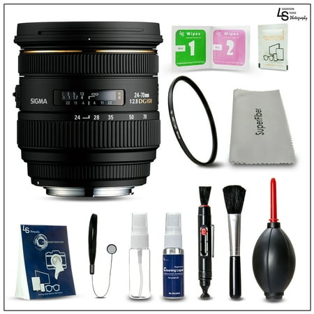 82mm MCUV Filter, Sigma 24-70mm F2.8 IF EX DG HSM Zoom Lens for Canon AF Cameras, and DSLR Lens and Camera Cleaning Kit by Loadstone Studio WMLS1370