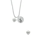 thumbnail image 2 of Delight Jewelry Silvertone Small Heart with Cross & Fish with Crystal Silvertone Script Initial Disc - S - Charm Necklace, 20"+3", 2 of 4