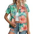 thumbnail image 2 of Ounisa Womens Short Sleeve Shirts Lapel Hawaiian Printed Button Detail Loose Fit Cotton 2026 Spring Summer Vacation Casual Fashion Comfortable Tops S-2XL, 2 of 6
