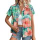 thumbnail image 1 of Top de Impresión Hawaiana de las Señoras, Moda de Manga Corta Solapa Casual Botón Blusa para las Vacaciones Y el Uso Diario, Camiseta Elástica de Verano, 1 of 6