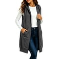thumbnail image 2 of VBVC Women's Long Zip Up Hooded Vest , Drawstring Sleeveless Hoodie For Women, Ladies' Casual Fall Winter Layering Vest with Pockets, Dark Gray , S-3XL, 2 of 7