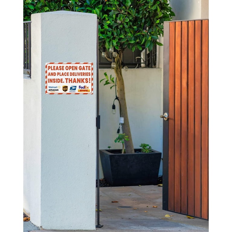 Package Delivery Sign for Outdoor Use 8x12 Inch - Please Open Gate