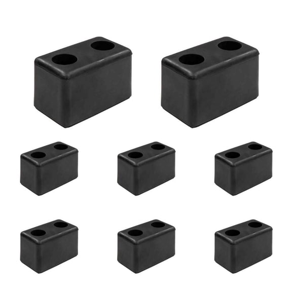 8 Pack 6”x3-1/2”x3-1/2” Rubber Dock Bumper with 2 Holes - Impact Resistant Molded Rectangular Rubber Bumper for Semi Truck, Flatbed Trailer, Boat Docks, Marinas & Parking Spots