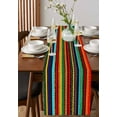 thumbnail image 2 of Colorful Stripes Burlap Cotton Table Runner 13x72 Inches Long, Boho Minimalist Geometric Mexico Farmhouse Table Runners, Outdoor Dining Tablecloths Decor for Baby Shower/Party/Wedding, 2 of 6