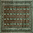 thumbnail image 1 of Ahgly Company Machine Washable Indoor Square Southwestern Turquoise Blue Country Area Rugs, 7' Square, 1 of 4