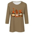thumbnail image 4 of Leodye T-Shirts à Manches 3/4 pour Femmes d'Halloween à Col Rond, Automne, Haut Graphique Amusant d'Halloween à Manches Longues, Kaki 4(S), 4 of 4