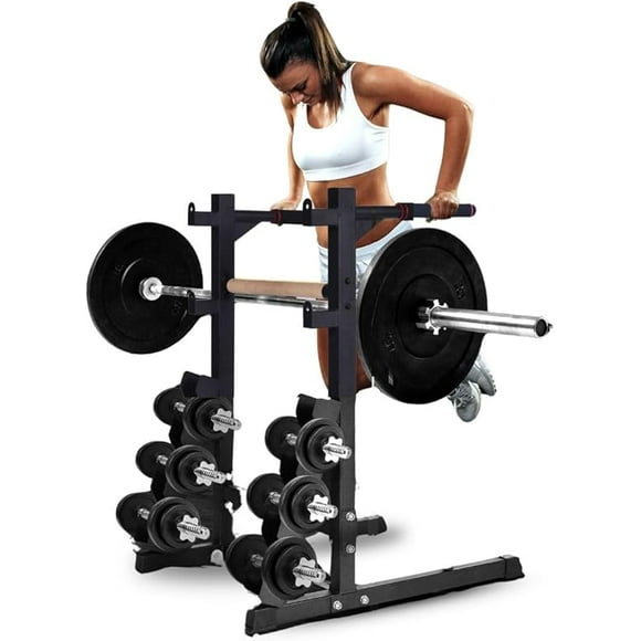 SQUATZ Multifunction Dip Rack Stand - Smart Workout Station With Weight Rack, Can Hold up to 6 Dumbbells, Weatherproof Steel Body Gym with Multiple Strength Training Stations and Grip Positions