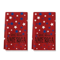 Sm:)e Star God Bless America 4th of July Kitchen Dish Towels Set of 2 18x26 Inch, Red, Soft & Absorbent Patriotic Independence Day Washcloth