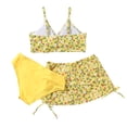thumbnail image 2 of URMAGIC 8-12Y Child Girls 3 Piece Floral Print Bathing Suit Swimsuits with Beach Skirt, 2 of 7