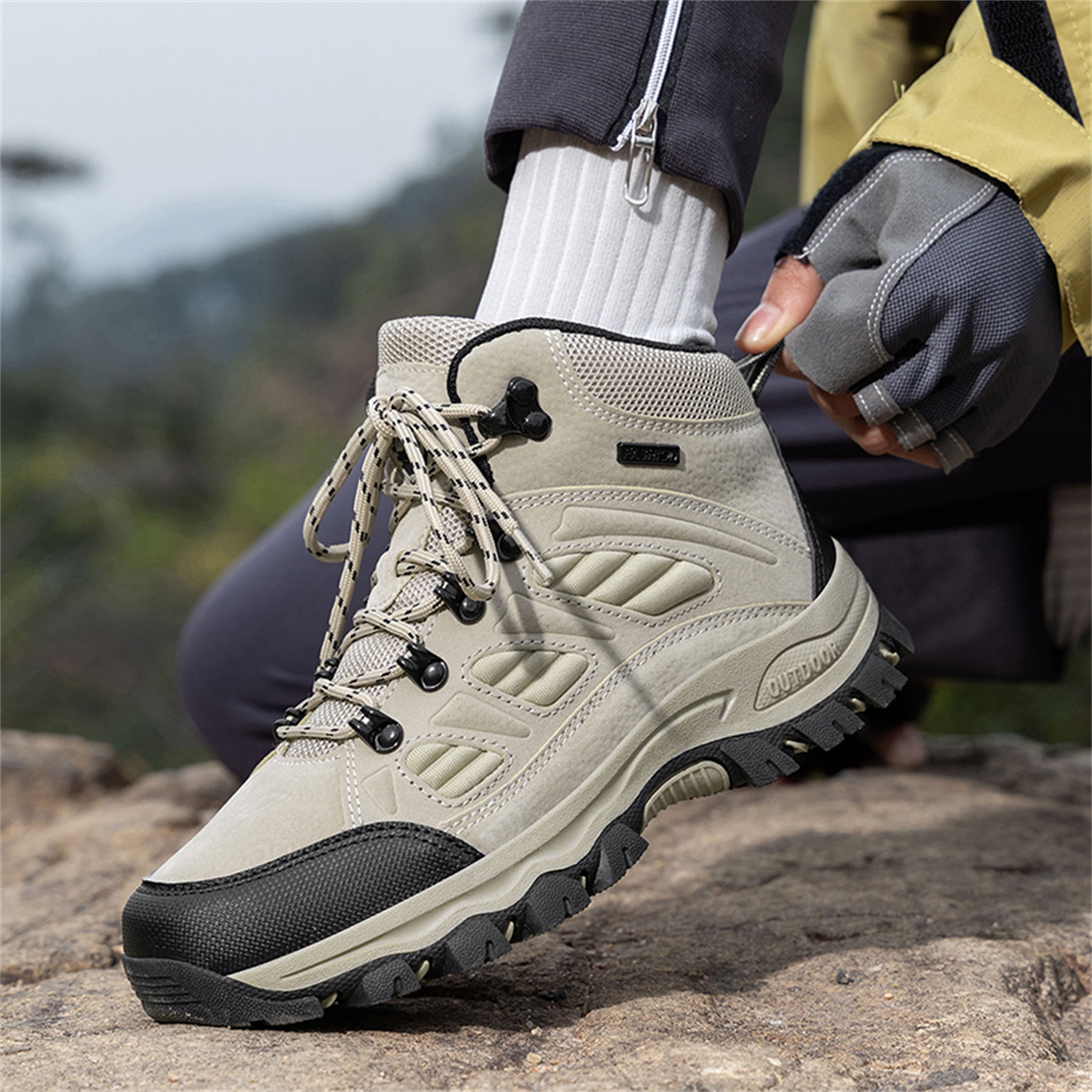YOURDIARY Womens Mens Waterproof Anti-Slip Hiking Boots Outdoor Trekking Camping Trail Hiking Shoes