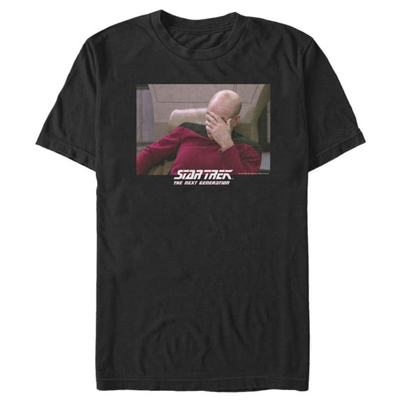 Men's Star Trek: The Next Generation Captain Picard Palm to Face Meme Graphic Tee Black X Large