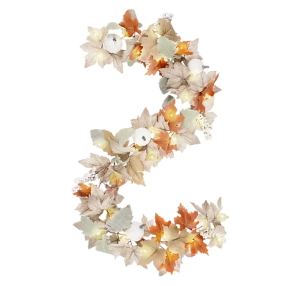 DGMIOCS Fall Decor Artificial Maples Leaf Pumpkin Garland Autumn Maple Vines Garland Thanksgiving Halloween Harvest Decorations for Home Porch Mantle Fireplace Farmhouse Outdoor Indoor