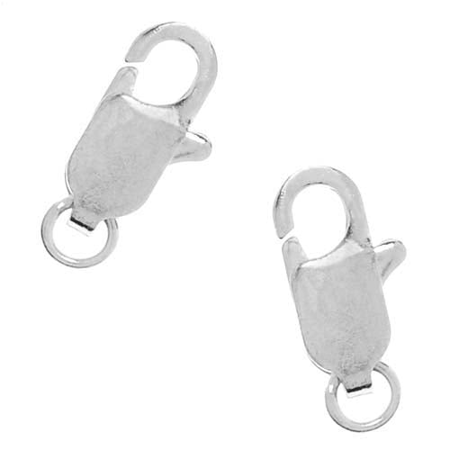 Lobster Clasps, Straight 12mm, 10 Pieces, Silver Plated
