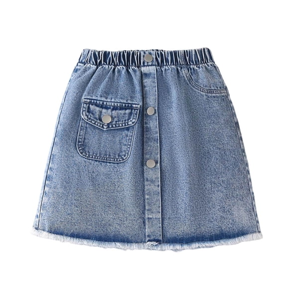 Distressed Denim Skirt For Teen Girls With Button And Utility Pockets Casual Summer A Line Mini Skirt Fashion Washed Stretch Comfort