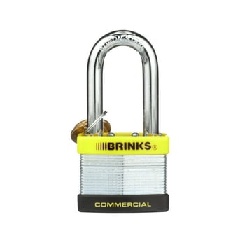 Brinks Commercial Laminated Steel Padlock, 50mm Body with 2 inch Boron Shackle