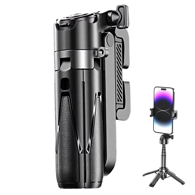 Extendable Selfie Stick Tripod with Bluetooth Remote for iPhone & Android Phones, Portable Lightweight Travel Tripod Stand for Video Recording, Vlogging & Photography, Black 11.7cm Compact