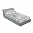 thumbnail image 3 of Ambesonne Black White Fitted Sheet & Pillow Sham Set, French Map Island, Queen, Black and White, 3 of 3