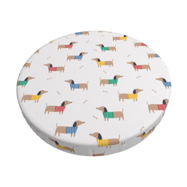 Disketp Dachshund Dog Puppy Funda Redonda para Taburete, Funda de Cojín para Silla de Bar Suave y Elástica-13 inch