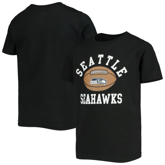 Youth Black Seattle Seahawks Football T-Shirt