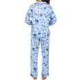 thumbnail image 3 of Flora By Flora Nikrooz Notch Collar Long Sleeve With Pants Pajama Set (Blue Floral, L), 3 of 5