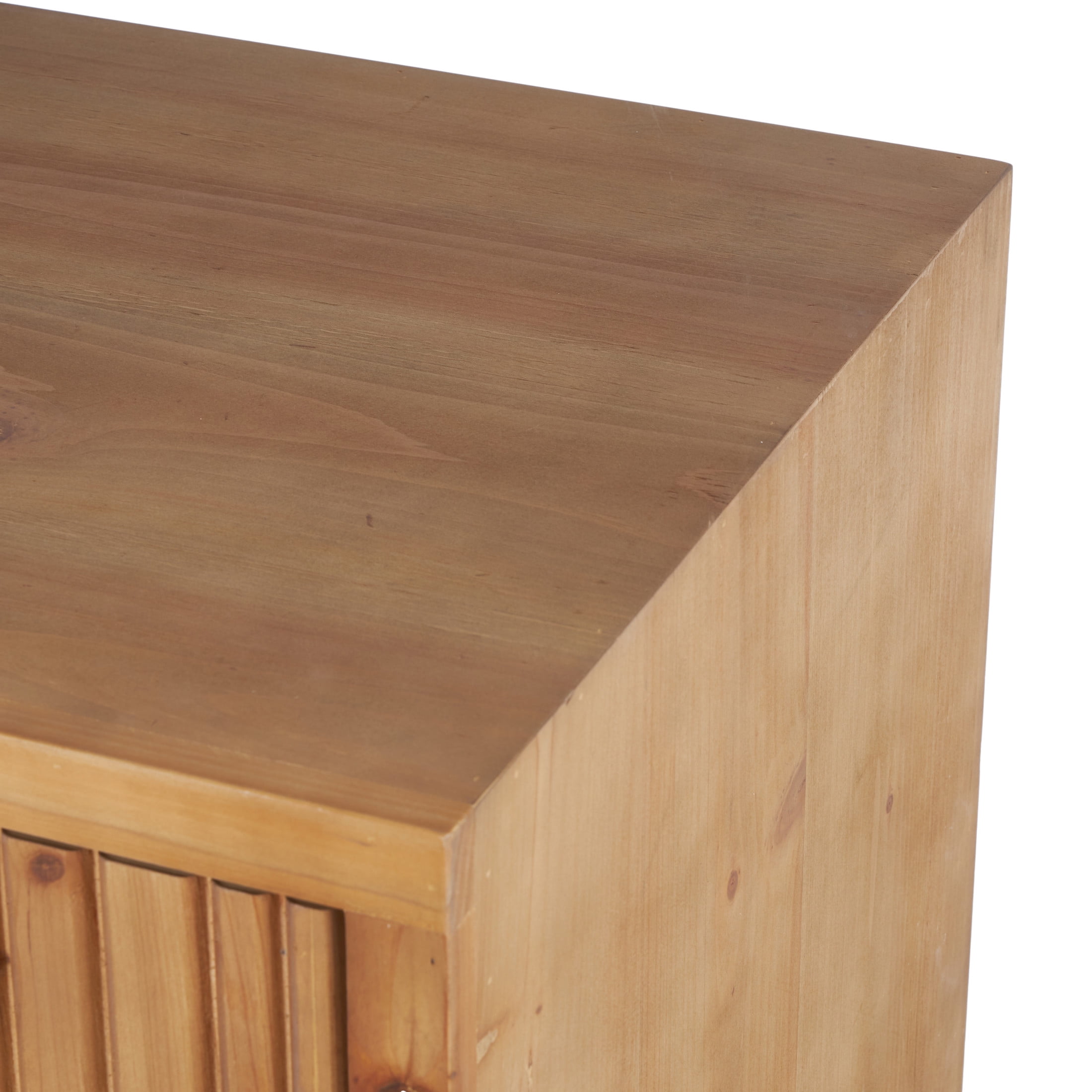 DecMode 36" x 32" Brown Wooden Ribbed 3 Drawer Chest with Gold Handles and Legs, 1-Piece