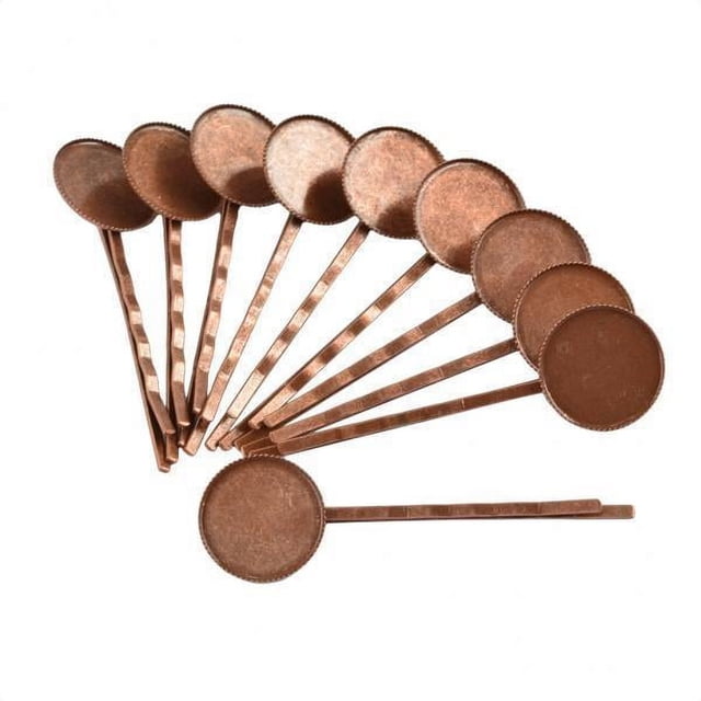 3x10 Piezas Pasador De Pelo Con Bandeja De Ajuste De Bisel De Cabujón De 18 Mm Cobre Sunnimix Diapositiva de pelo de la vendimia