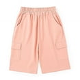 thumbnail image 2 of Odeerbi 4-12 Years Kids Boys Girls Cargo Shorts Summer Cotton Bermuda Shorts Athletic Sports Shorts Solid Color Cute Shorts, 2 of 7