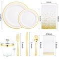 thumbnail image 2 of 176 Pieces Gold Dinnerware Disposable - White and Gold Plastic Plates Includes 50 Plates, 25 Plastic Silverware, 25 Napkins, 25 Cups and 1 Tablecloth for Wedding Party, 2 of 9