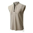 thumbnail image 2 of Khaki Mens Collared Neck Faux Linen Vests Lounge Vest Tops for Man Sleeveless Medieval Goth Camisole Tank Fall Summer Vest 2026 Clothes Trendy 3XL, 2 of 5