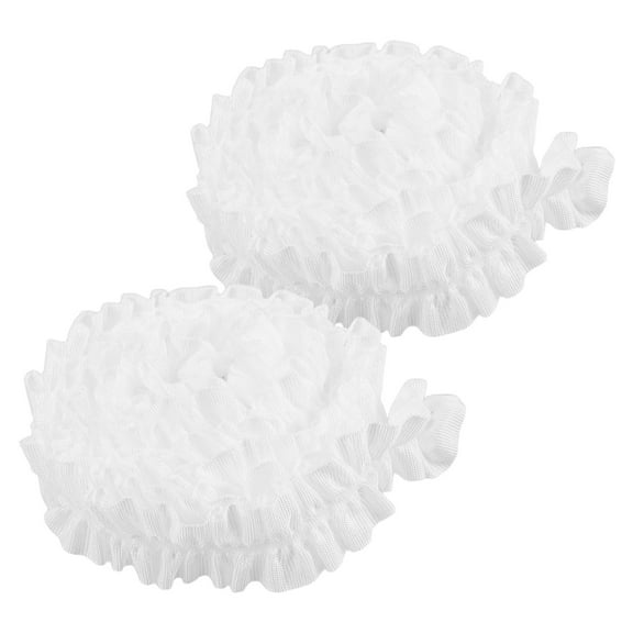 Worgeous 2 Pairs Ruffle Shoelaces Women Decorative Shoe Laces Wide Elastic Shoelaces Replacement Laces For Sneakers Boots Casual Shoes