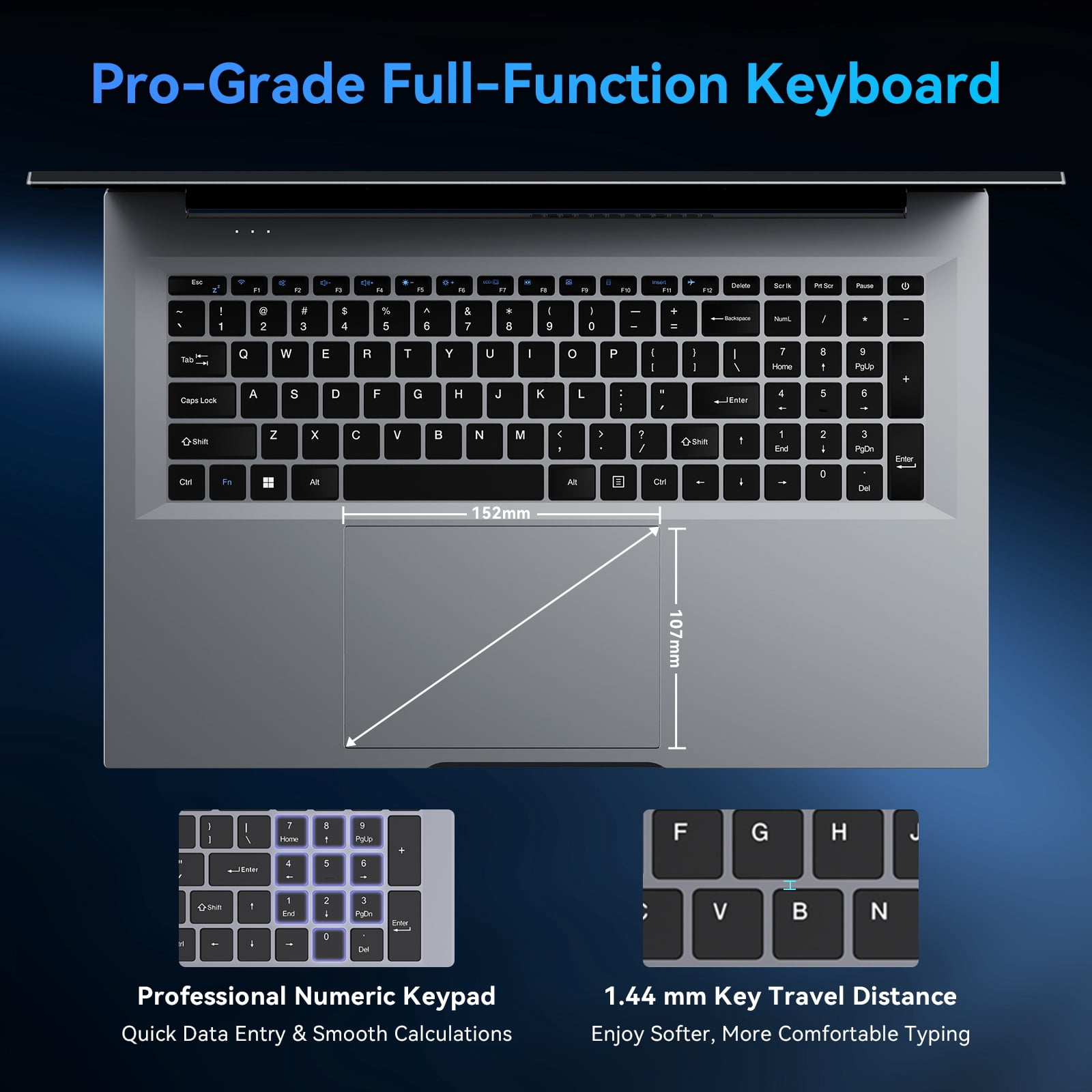 Blackview 18.5 inch Laptop Computer Intel Alder Lake N150 16GB RAM 512GB M.2 SSD Windows 11 Pro 1080FHD Laptop,2MP Camera,8000mAh Large Battery Laptop