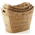 thumbnail image 3 of Casafield Set of 3 Oval Baskets with Handles - Natural, Water Hyacinth Woven Storage Totes for Blankets, Laundry, Bathroom, Bedroom, Living Room, 3 of 7