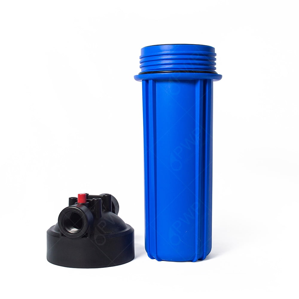 Sediment Water Filtration System with Blue 2.5x10"  Housing 3/4" Ports, Removes Dirt, Sand, Silt and Rust