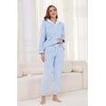 thumbnail image 3 of Heartnice Fluffy Pajamas set for Women Fleece Pullover 2 Piece Pjs Set Soft Plush Sleepwear Winter Loungewear(Light Blue, Mï¼, 3 of 6