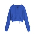 thumbnail image 4 of Fgnfyis Casual Short Hooded Sweatshirt with Pockets Lightweight Long Sleeve Pullover for Layering Blue L, 4 of 6