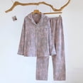thumbnail image 5 of Helii Women Cotton Pajamas Set Long Sleeve Notch Collar Top and Pants Soft Breathable Sleepwear Lounge Set with Bamboo Floral Print Button Down Elastic Waist 2 Piece Pjs 3 Colors Pajama Set, 5 of 5