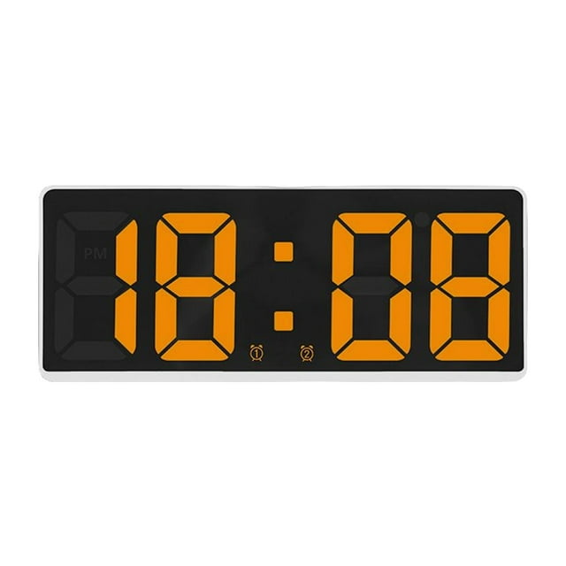 GUOOL Large Number Alarm Clock Table Date LED Display for Elderly Home Living Room Orange