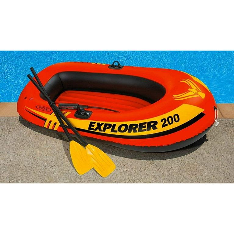 Intex Explorer 200, 2-Person Inflatable Boat Set with French Oars and Mini  Air Pump