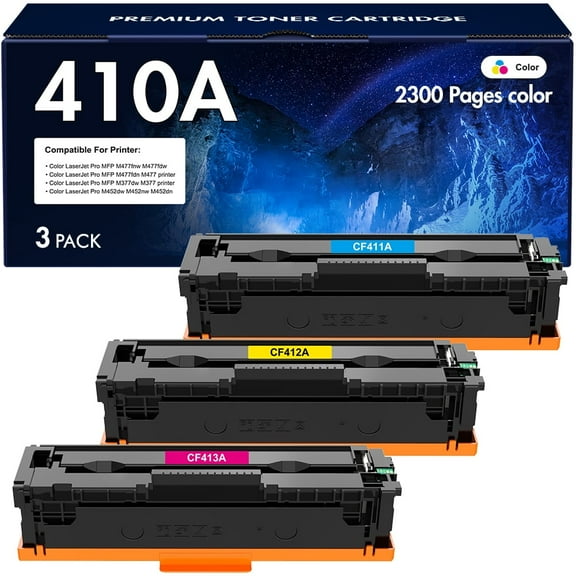 410A Toner Cartridges Compatible for HP 410A 410X CF410A CF410X M477fnw Color Laserjet Pro MFP M477fdn M452dn M477fdw M452nw M452dw M377dw M477 M452 Printer Ink (3 Pack)