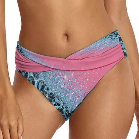 snowsong Womens Swimsuits Swim Shorts Swim Shorts Casual Ethnic Printed Swimsuit Shorts Loose Tight Belt Sports Yoga Shorts Bikini Bottom Front Ruched Bottoms Thong Bikini Sexy Swimsuits Pink M
