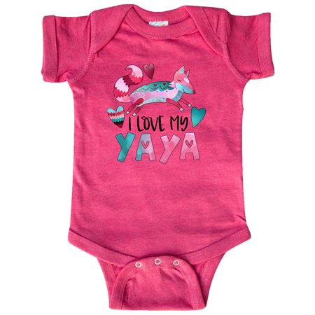 

Inktastic I Love My Yaya Pink and Blue Fox with Hearts Gift Baby Boy or Baby Girl Bodysuit