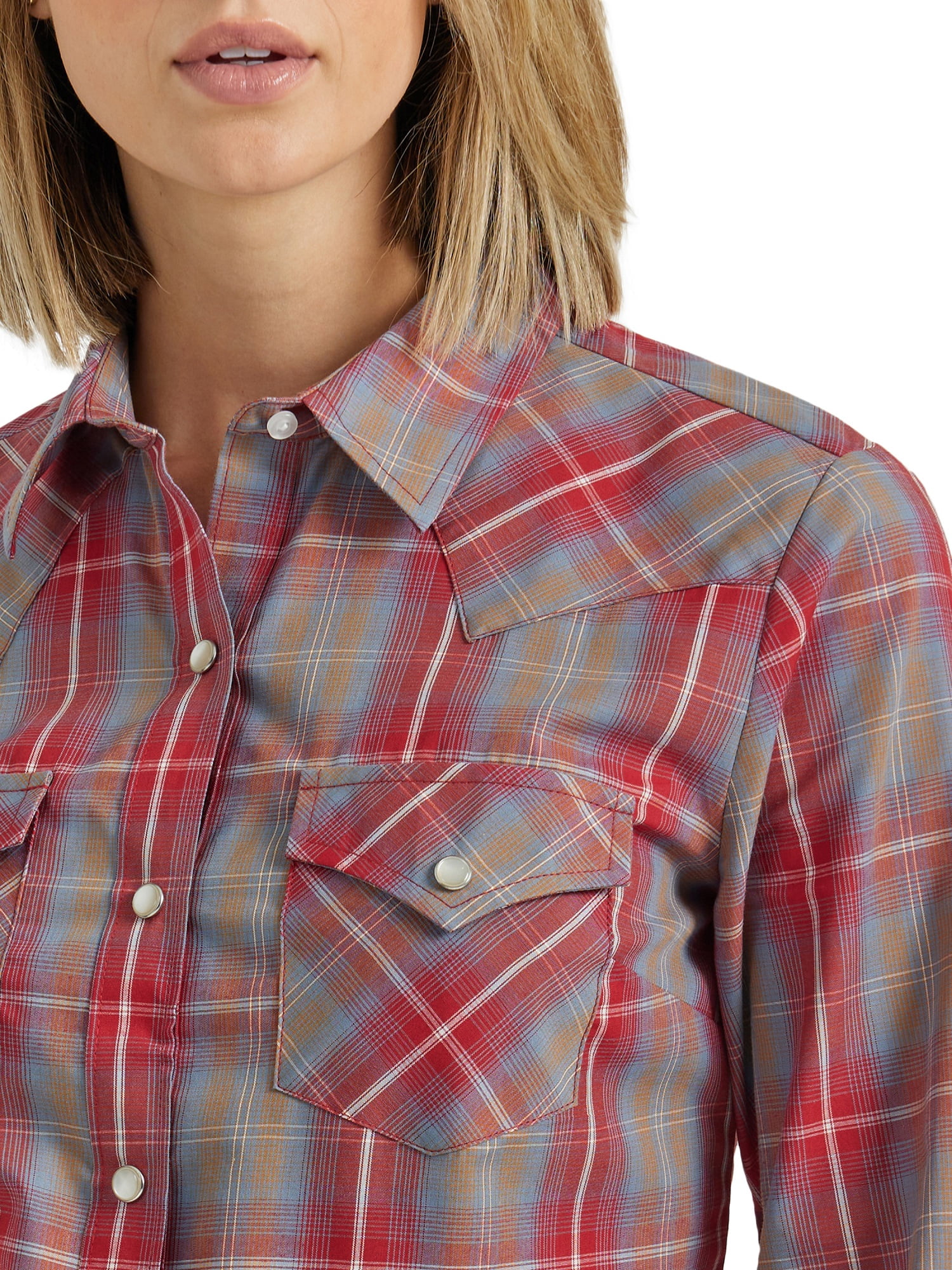 Chemise Western Wrangler Femme – Taille XL, Snap, Motif Plaid Multicolore