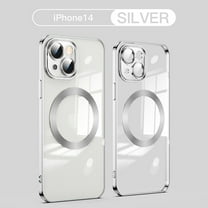 ELEHOLD Plating Clean Case for iPhone 14 6.1 inch Case with Magsafe Support Wireless Charging Shockproof  Len Protection Anti-Scratch-Resistant Magnetic for iPhone 14 6.1 inch,Silver