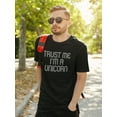 thumbnail image 2 of Trust Me I'm A Unicorn Men Black T-Shirt, Male Medium, 2 of 4