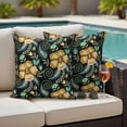 thumbnail image 4 of Yellow Boho Floral Outdoor Waterproof Pillow Covers, Vintage Southwestern Ethnic Tribe Botanical Decorative Square Throw Pillowcase Sofa Cushion Sham for Patio/Couch/Chair, 16"x16" 2 Pack, 4 of 8