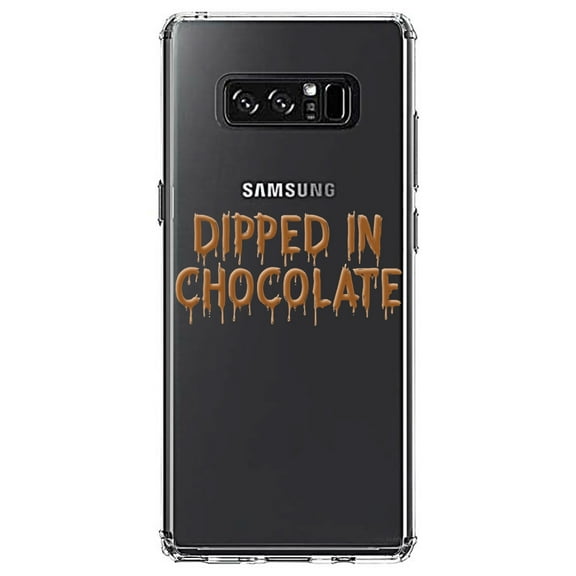 DistinctInk Clear Shockproof Hybrid Case for Samsung Galaxy Note 8 - TPU Bumper Acrylic Back Tempered Glass Screen Protector - Dipped in Chocolate