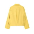 thumbnail image 3 of XPMWRP Women's Solid Color Zipper Lightweight Jacket Casual Lapel Collar Long Sleeve Windbreaker Streetwear Coat with Pockets Yellow M, 3 of 3