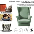 thumbnail image 7 of TOPCHANCES Jacquard Wingback Chair Slipcovers, 2-Piece Stretch Spandex Wing Chair Covers, Waterproof Wingback Armchair Sofa Slipcover for Living Room Bedroom ( Green ), 7 of 7